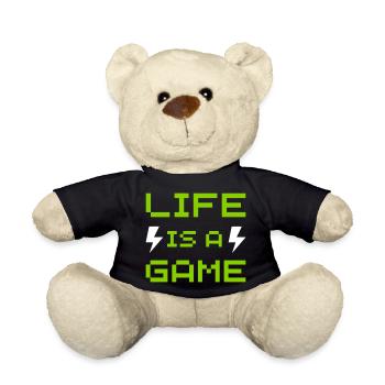 LIFE IS A GAME GAMING SPRUCH - Teddy - Schwarz - Vorne
