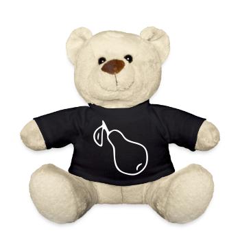 Pear Emoji Fruit Sticker Sketch White - Teddy Bear - black - Front