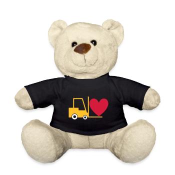 ★ Designfarben änderbar ★ Gabelstapler mit Herz - Teddy - Schwarz - Vorne