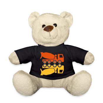 Concrete mixing vehicle and mirror image - Teddy Bear - black - Front
