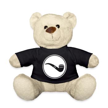 Smoking a pipe - Teddy Bear - black - Front