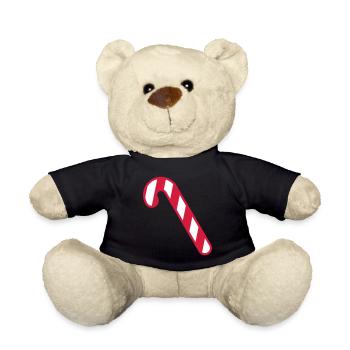 Rot Weiss Zuckerstange Weihnachten Hintergrund - Teddy - Schwarz - Vorne