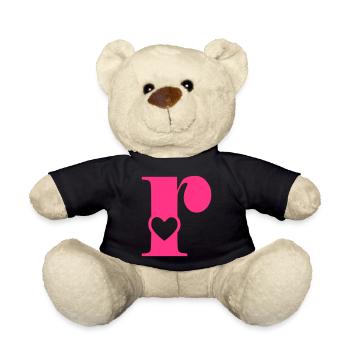 Buchstabe r Anfangsbuchstabe mit Herz - Teddy - Schwarz - Vorne