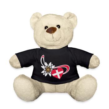 Switzerland flag on heart shape - Teddy Bear - black - Front