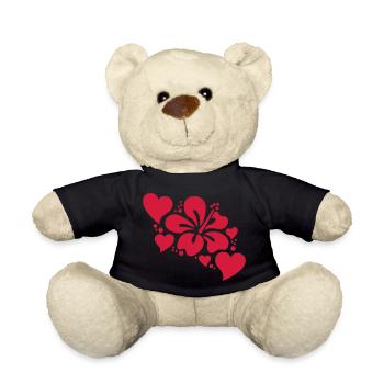 hibiscus with hearts - Teddy Bear - black - Front