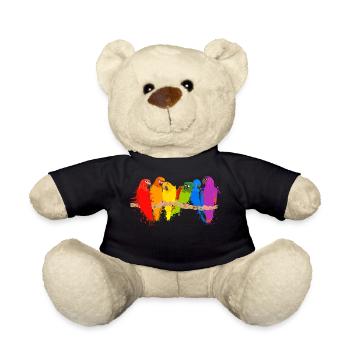 Colorful parrots flock - Teddy Bear - black - Front