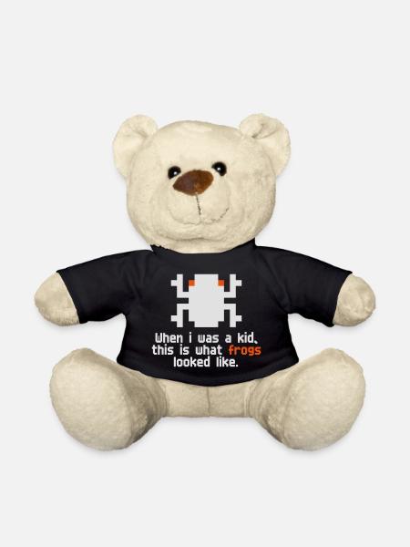 Drôle Retro Arcade Jeu Vidéo Frog Pixel Geek - Nounours - noir