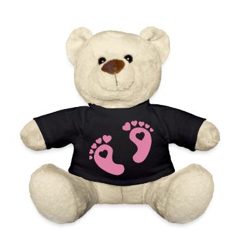 Baby Feet Heart Love Pink Girl Parents Gift - Teddy Bear - black - Front