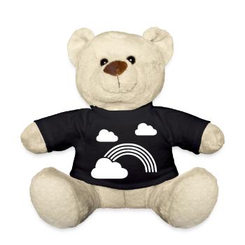 Regenbogen mit Wolken - Teddy - Schwarz - Vorne