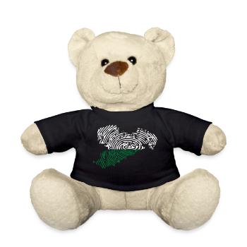 Sachsen Flagge Fingerabdruck Bundesland Umriss BRD - Teddy - Schwarz - Vorne