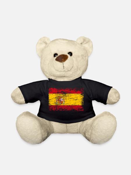 Spanien Flagge Used Look Vintage Madrid Hola ES - Teddy - Schwarz