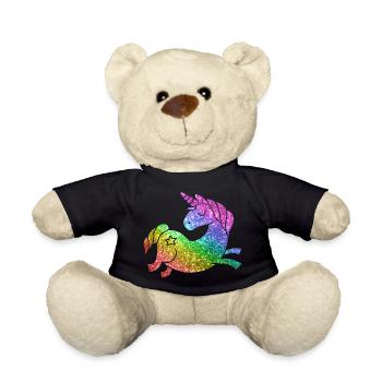 Unicorn glitter Rainbow - Teddy Bear - black - Front