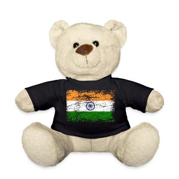 India flag used look vintage banner coat of arms goa - Teddy Bear - black - Front