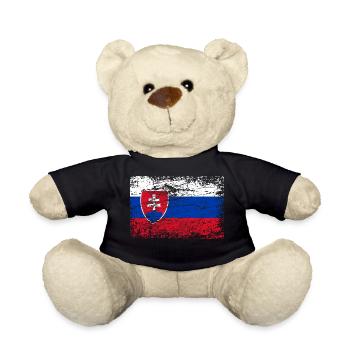 Slovakia Flag Used Look - Teddy Bear - black - Front