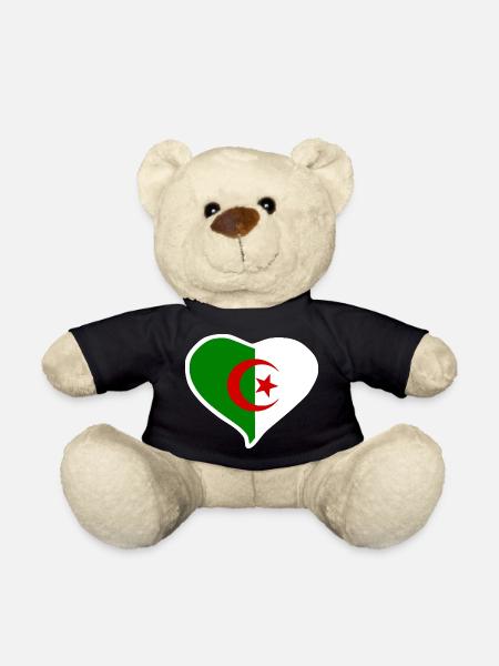 Drapeau coeur Algérie - Nounours - noir