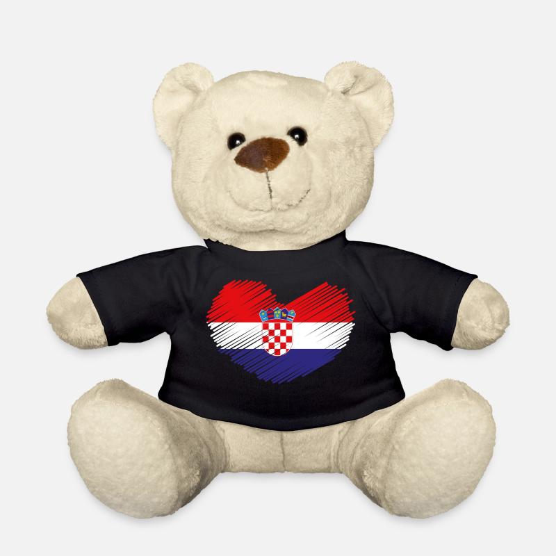 Kroatien Herz Flagge Wappen Heimat Geschenk - Teddy - Schwarz