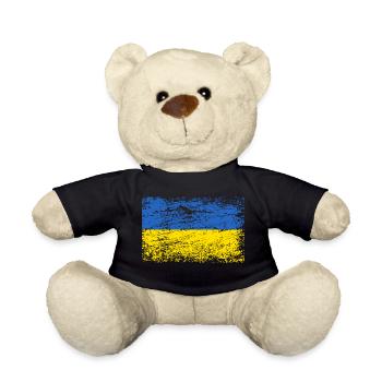 Ukraine Flag Vintage Kazantip Vacation Travel Kiev - Teddy Bear - black - Front