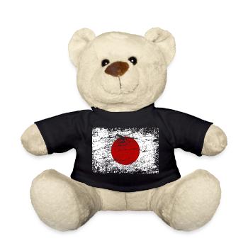 Japan Flag Vintage Used Look Vacation Travel Trip - Teddy Bear - black - Front