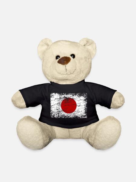 Japan Flagge Vintage Used Look Urlaub Reise Trip - Teddy - Schwarz