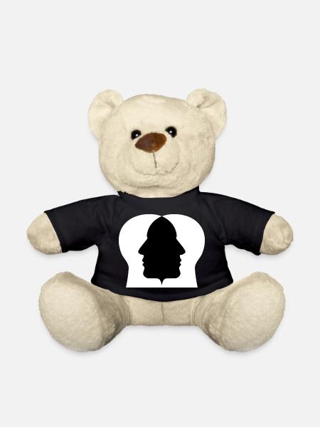 Double profile silhouette - Teddy Bear - black