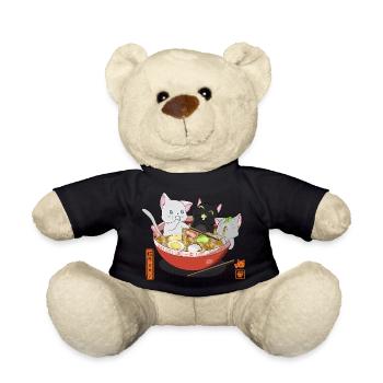 Kawaii Katzen essen ramen japanisch - Teddy - Schwarz - Vorne