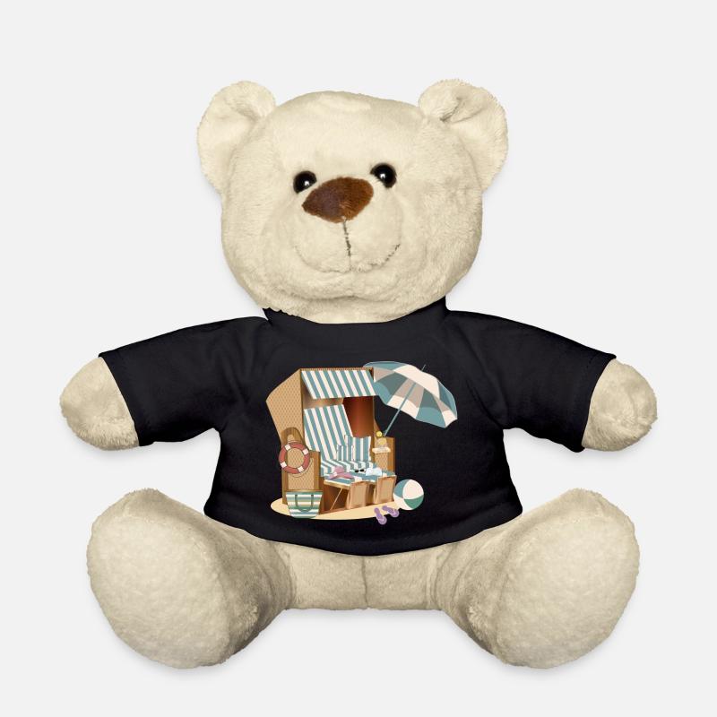 wunderschöner Strandkorb am Strand mit Accessoires - Teddy - Schwarz