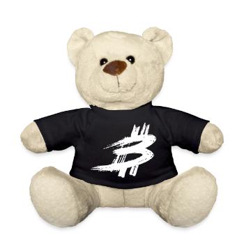 Bitcoin Symbol Grunge Drawing Logo Motif Vector - Teddy Bear - black - Front