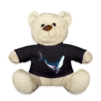 Blauwal Blumen Aquarell Watercolor Shirt - Teddy - Schwarz - Vorne