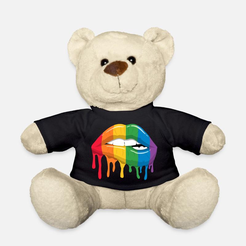 LGBT Regenbogen Kussmund Gay Pride CSD - Teddy - Schwarz