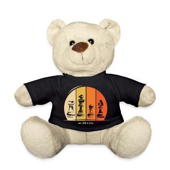 Schach Figuren Symbol Logo Geschichte retro - Teddy - Schwarz - Vorne