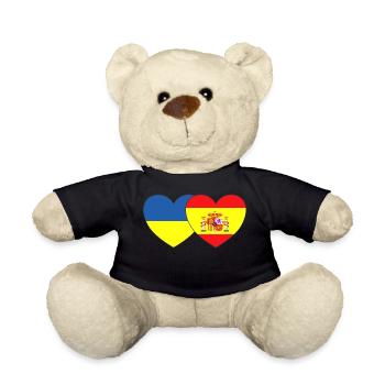 Ukraine Espagne Drapeau Cœur - Nounours - noir - Devant
