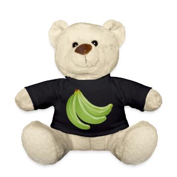 quatre bananes non mûres vert vif - Nounours - noir - Devant