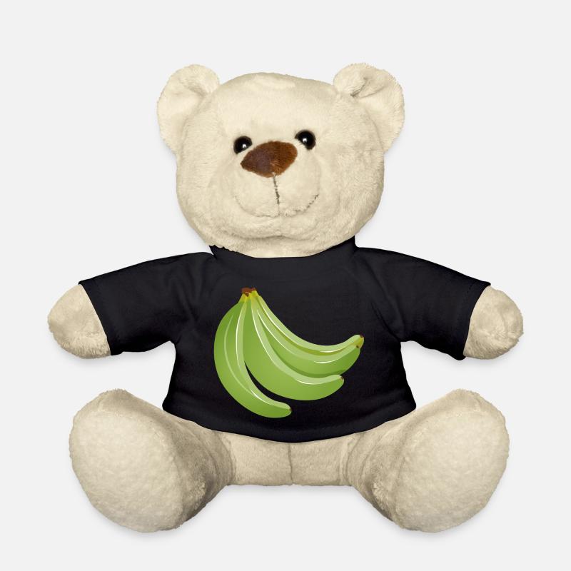 vier leuchtend grüne unreife Bananen - Teddy - Schwarz