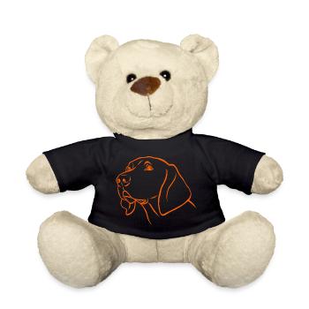 Weimaraner Portrait in orange - Teddy Bear - black - Front