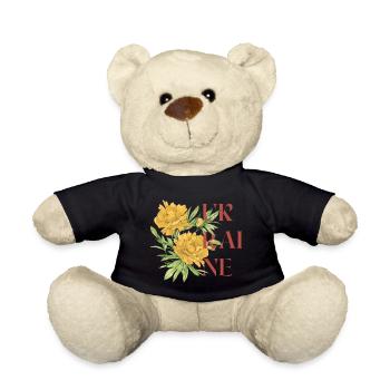 Ukrainian yellow flowers - Teddy Bear - black - Front