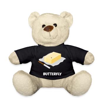 Funny Butterfly Pun Butter Fly - Teddy Bear - black - Front