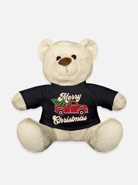 Christmas Groovy Xmas Tree Truck - Merry Christmas - Teddy Bear - black
