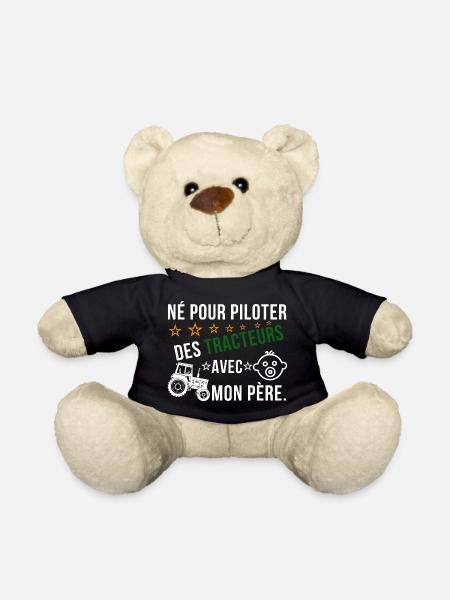 Née pour piloter des Tracteurs avec Papa - Nounours - noir