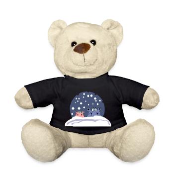 weihnachten schnee nilpferd kids kinder hippo - Teddy - Schwarz - Vorne