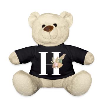 letter H flowers - Teddy Bear - black - Front