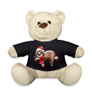 Sweet Christmas Sloth as Santa - Teddy Bear - black - Front