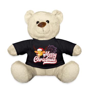 Festlicher Weihnachtsrentier Schriftzug - Teddy - Schwarz - Vorne