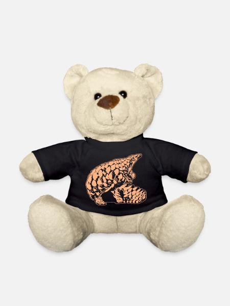 Cool Pangolin Sketch Graphic Wildlife Creature - Teddy Bear - black