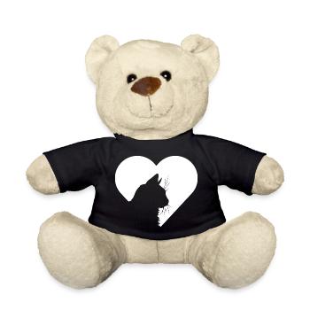 Katze Herz - Teddy - Schwarz - Vorne