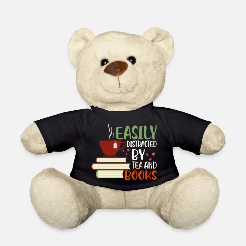 Easily Distracted By Tea And Books Book Lover Read - Teddy - Schwarz