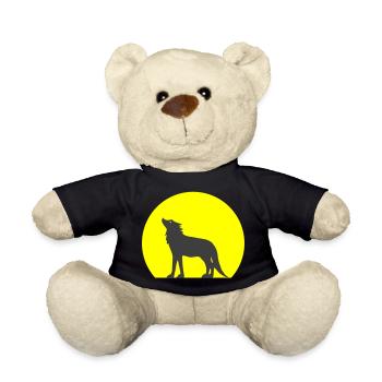 silhouette wolf and moon - Teddy Bear - black - Front