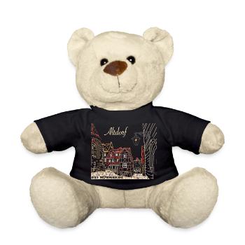 Altdorf near Nuremberg, half-timbered, Bavaria, drawing - Teddy Bear - black - Front