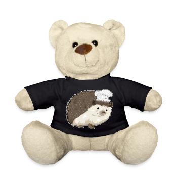 Hedgehog Chef Chef Hat Cooking - Teddy Bear - black - Front
