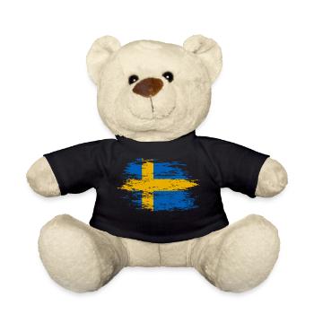 Sweden flag used - Teddy Bear - black - Front
