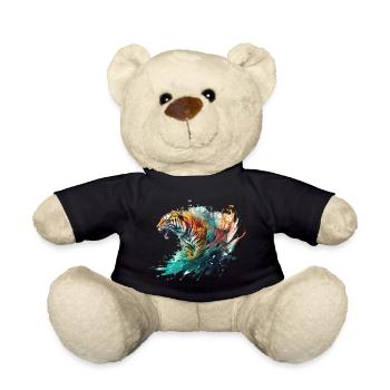 Tiger Splash Grunge Colorful Animal Predator Art - Teddy Bear - black - Front